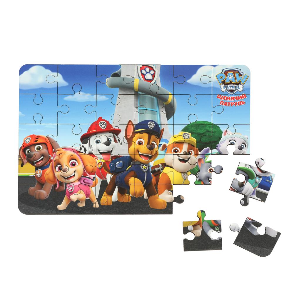 Игрушка деревянная пазл 28*19.5 см. Щенячий Патруль терм. пакет Буратино в кор.28шт