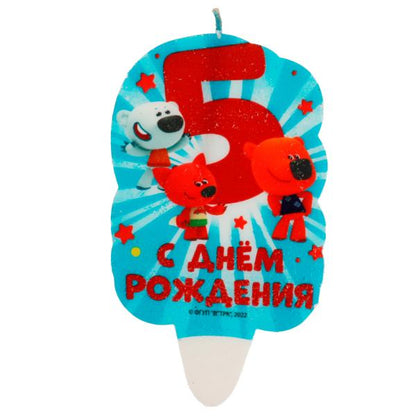 Свеча для торта Со стикером Ми-ми-мишки блистер ЧУДО ПРАЗДНИК в кор.48шт