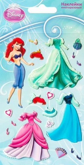 Наклейка декоративная Дисней Ариель с нарядами 95*186