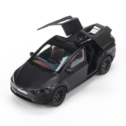 Машина металл свет-звук tesla model x plaid 12 см, двери, черный мат, кор. - в кор.2*36шт