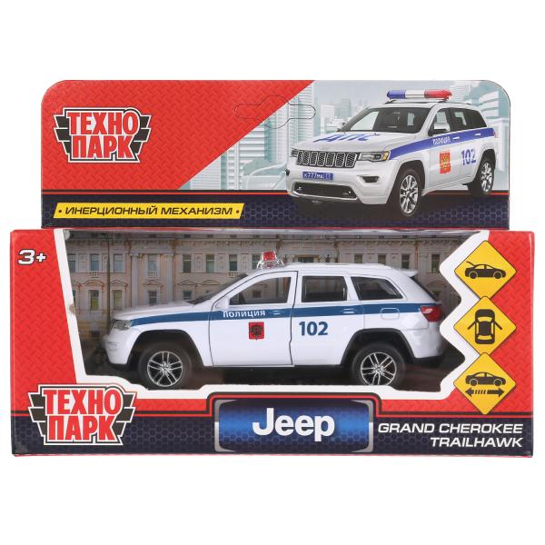 CHEROKEE-12POL-WH Машина металл "jeep grand cherokee полиция" 12см, инерц., белый в кор. Технопарк в