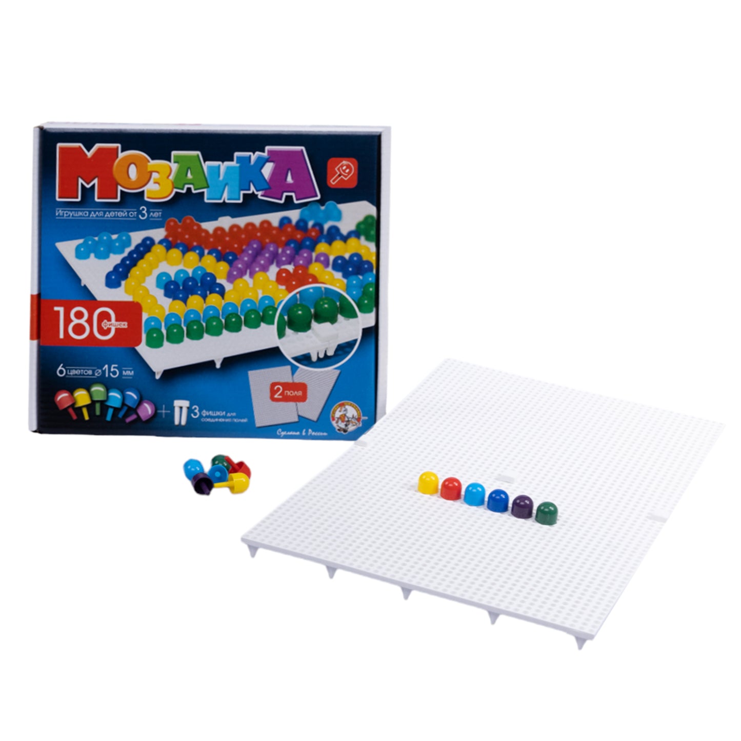 Мозаика. 180 фишек, 6 цветов, 2 поля, 15 мм