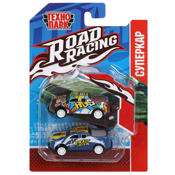 Машина металл ROAD RACING набор 7,5см, 2 шт,металл,в ассорт блистер Технопарк в кор.2*240наб