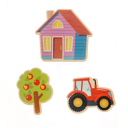 ИГРА РАЗВИВАЮЩАЯ ДЕРЕВЯННАЯ "ФЕРМА" (30Х21СМ) в кор.15шт