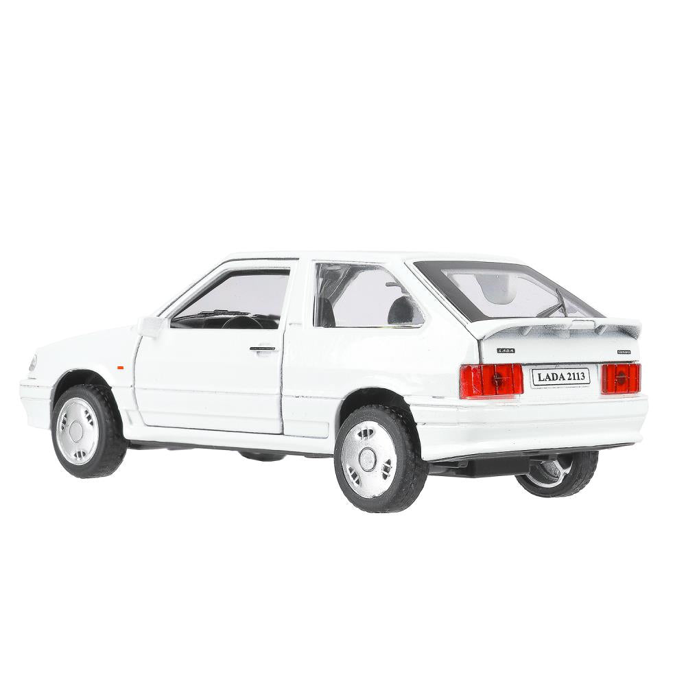 Машина металл ваз-2113 12 см, двери, багаж, инер,белый, кор. Технопарк в кор.2*36шт