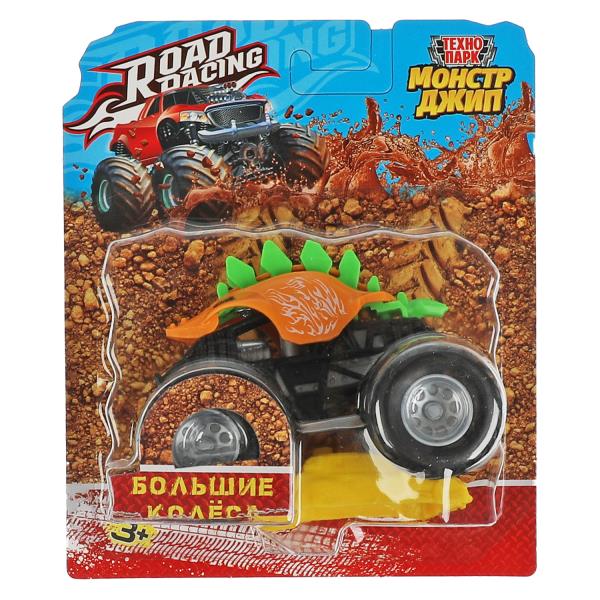 Машина металл ROAD RACING МОНСТР ДЖИП 10 см, желтый, блист. Технопарк в кор.2*144шт