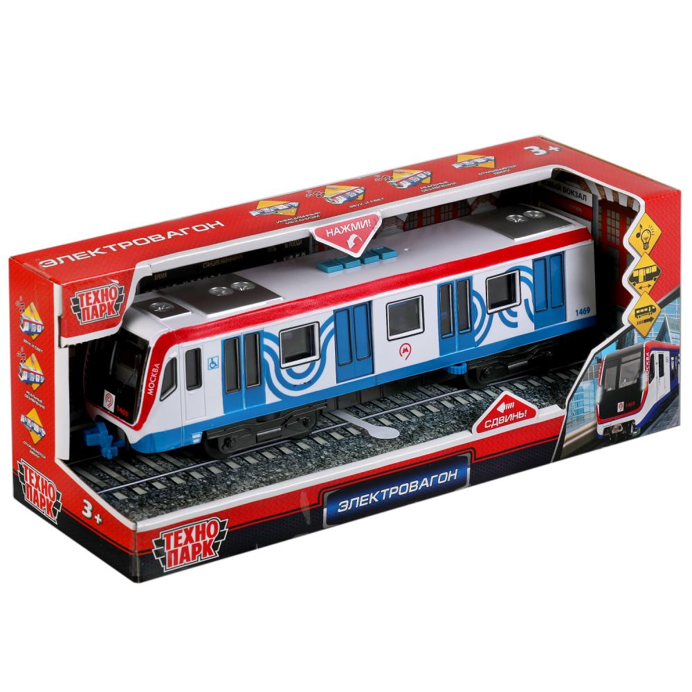 Технопарк. Вагон метро метрополитен 30см, пластик свет-звук двери, син, арт.SUBWAYMSC-30PLMETRO-WHBU