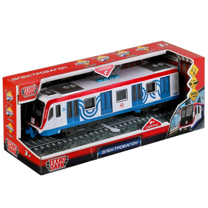 Технопарк. Вагон метро метрополитен 30см, пластик свет-звук двери, син, арт.SUBWAYMSC-30PLMETRO-WHBU