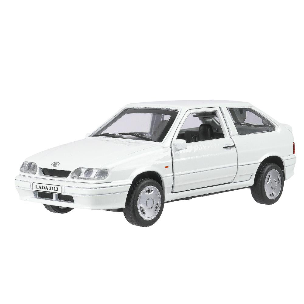 Машина металл ваз-2113 12 см, двери, багаж, инер,белый, кор. Технопарк в кор.2*36шт