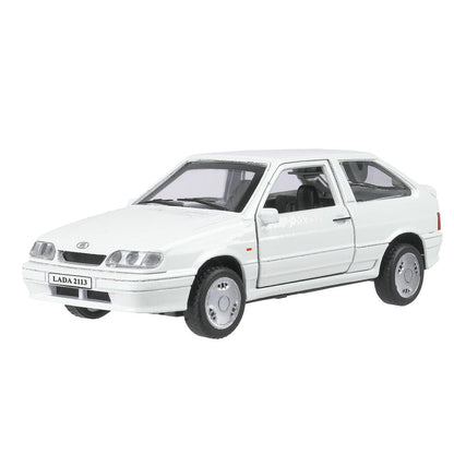 Машина металл ваз-2113 12 см, двери, багаж, инер,белый, кор. Технопарк в кор.2*36шт