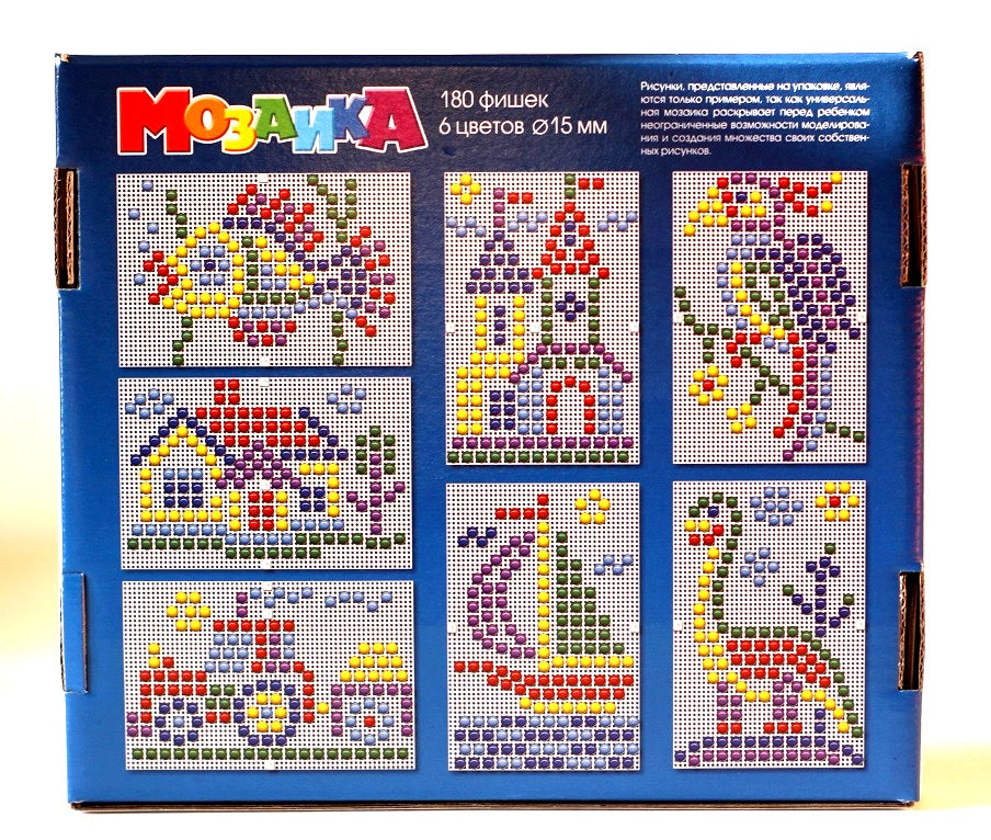 Мозаика. 180 фишек, 6 цветов, 2 поля, 15 мм