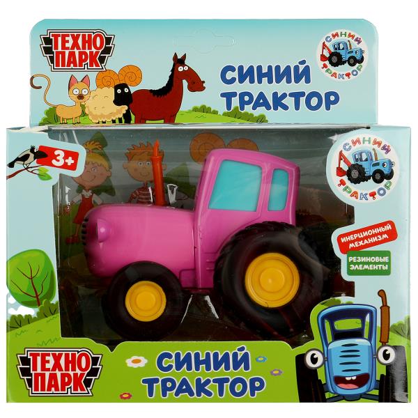 BLUTRA-11-PK 343348 Модель металл СИНИЙ ТРАКТОР длина 11 см, инерц, розовый, кор. Технопарк в кор.48