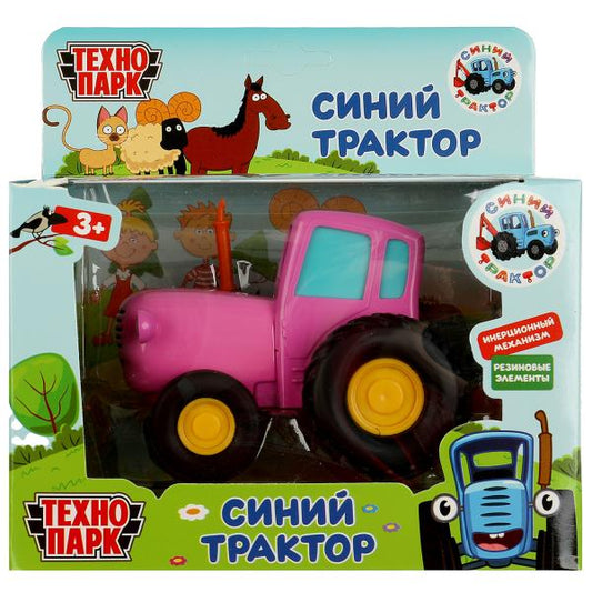 BLUTRA-11-PK 343348 Модель металл СИНИЙ ТРАКТОР длина 11 см, инерц, розовый, кор. Технопарк в кор.48