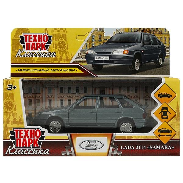 Машина металл LADA -2114 "САМАРА" 12 см, дверь, баг, ин, мокрый асфальт, кор. Технопарк в кор.2*36шт