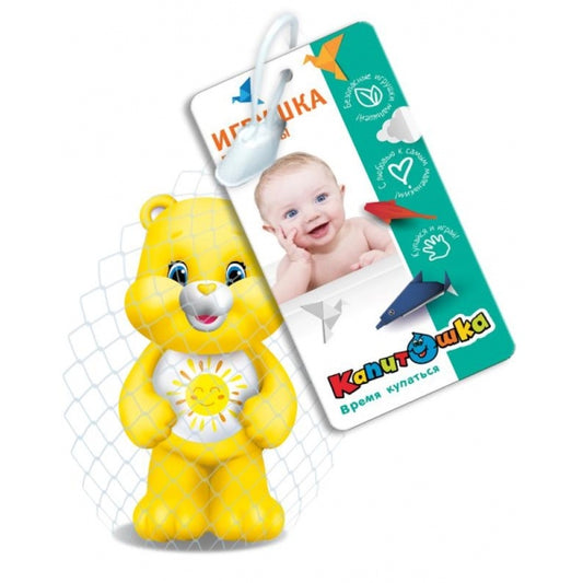 Игрушка для ванной заботливый мишка 10 см, в сетке, КАПИТОШКА в кор.240шт