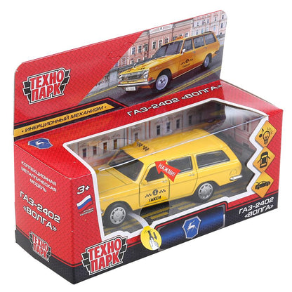 2402-12SLTAX-YE 303648 Машина металл свет-звук ГАЗ-2402 "ВОЛГА" ТАКСИ 12 см, двери, багаж, в кор. Т