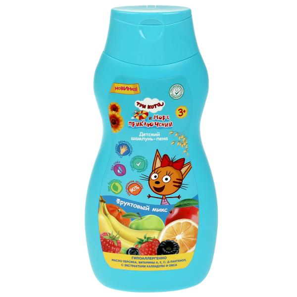 Детский шамп-пена Три Кота фруктовый МИКС 300мл с экст календ и овса Заботливая мама в кор.6шт