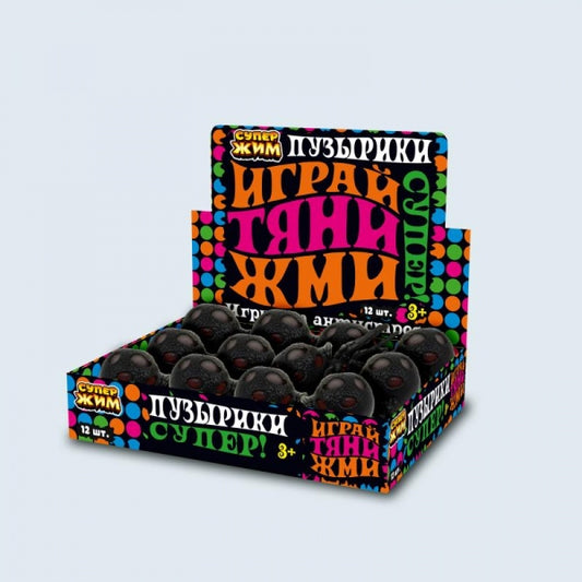 Игрушка жмяка с гидрогелевыми шариками, паук 6см, дисплей Супер Жим уп-12шт в кор.6уп