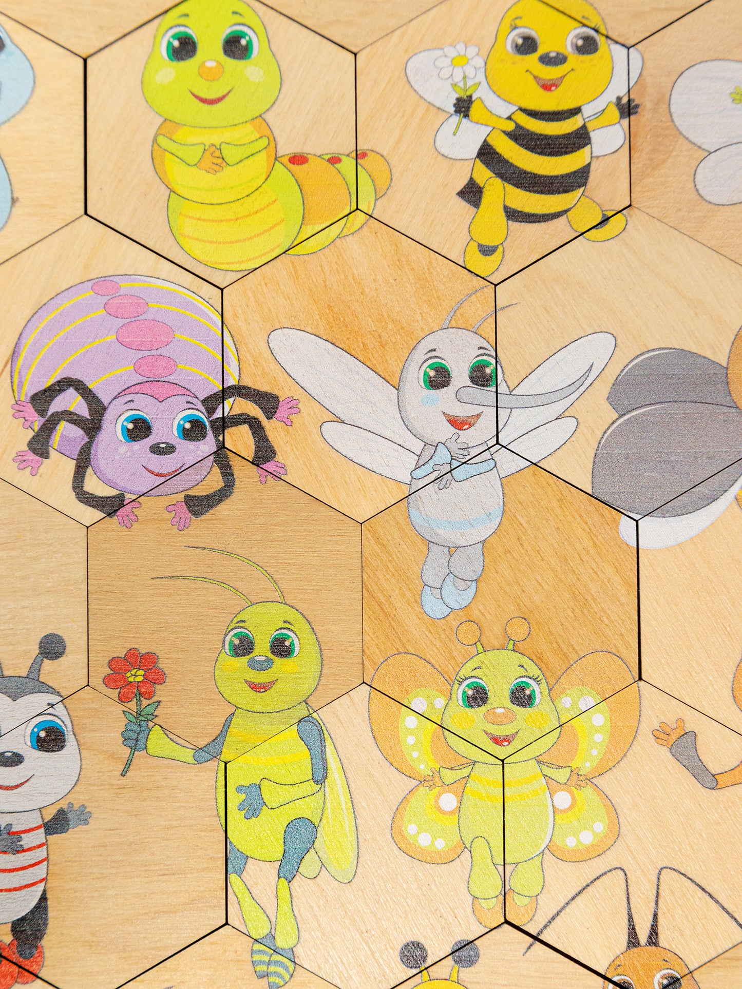 00784 Пазл деревянный. Занимательные соты. Букашки