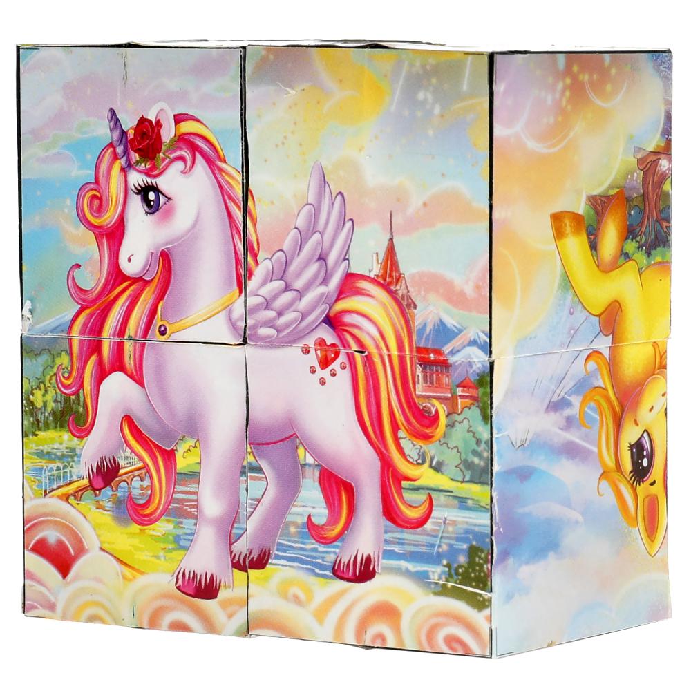 НАБОР ИЗ 4-И КУБИКОВ "ИГРАЕМ ВМЕСТЕ" ЕДИНОРОГИ, ПЛЕНКА в кор.80наб