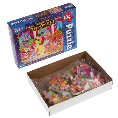 Любимые питомцы. Пазлы классические в коробке. Пазл 104 детали. Умные игры в кор.24шт