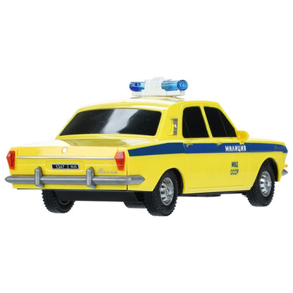 Машина р/у ГАЗ -2401 "волга" ПОЛИЦИЯ 21 см, свет, желт, Технопарк