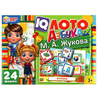 Азбука. M. A. Жукова. QI ЛОТО. 138х189х32мм. Умные игры в кор.24шт