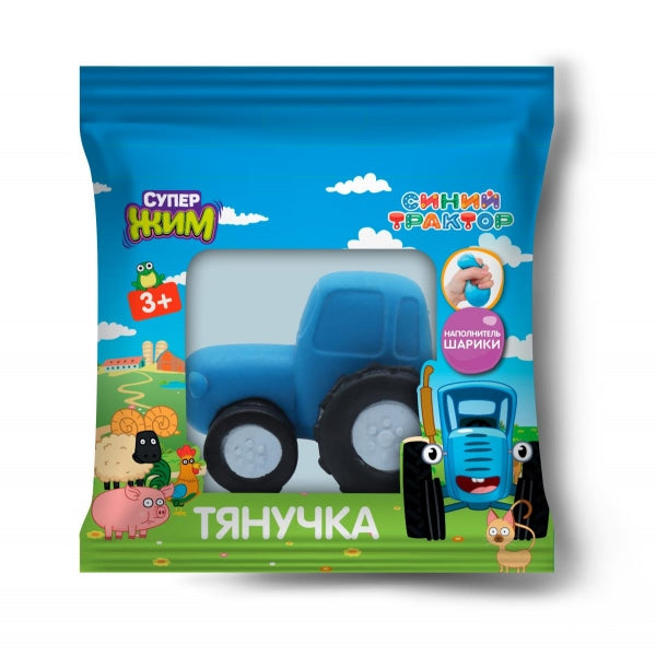 Игрушка-антистресс, тянучка с шариками, 8 см, СИНИЙ ТРАКТОР флоупак Супер Жим