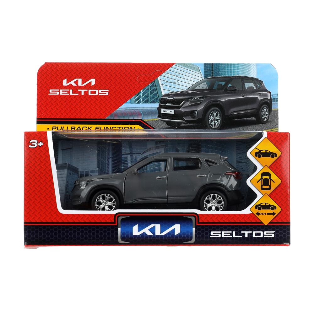 Машина металл KIA seltos длина 12 см, двери, багажник., инерц, серый, кор. Технопарк в кор.2*36шт