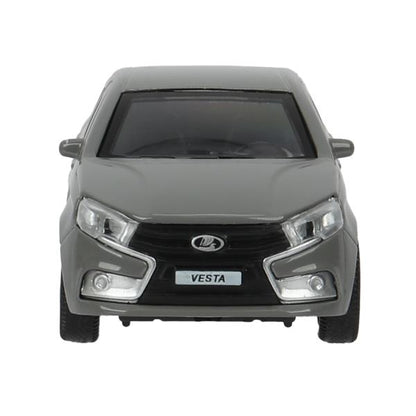 Машина металл LADA Vesta 11,5 см, двери, темно-серый, кор. Технопарк в кор.2*36шт