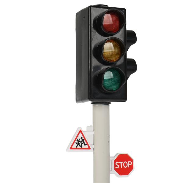 Модель пластик свет-звук СВЕТОФОР СО ШЛАГБАУМОМ подвижная. детали, кор. Технопарк в кор.2*18шт