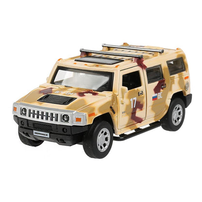 Машина металл "hummer h2 камуфляж" 12см, откр.двери, инерц., песочный в кор. Технопарк в кор.2*36шт
