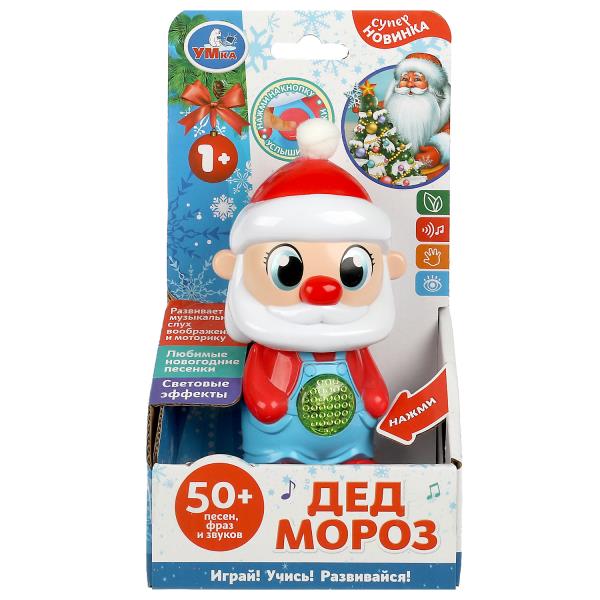Ouais. Музыкальная игрушка "Дед мороз" 50 песен,фраз,звук.,новогод. песенки,свет,кор,batt,art.HT614-R