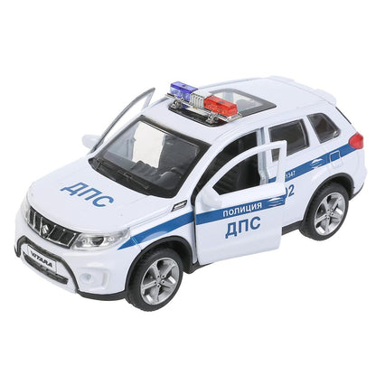 Машина металл свет-звук SUZUKI VITARA ПОЛИЦИЯ 12 см, двери, багаж, кор. Технопарк в кор.2*36шт