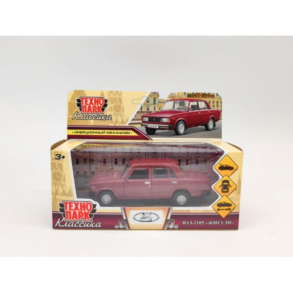 Машина металл LADA ваз-2105 1997 12 cm, двери, багаж, инерц., романс, кор. Технопарк в кор.2*36шт