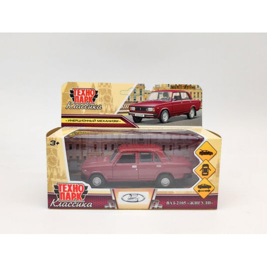 Машина металл LADA ваз-2105 1997 12 cm, двери, багаж, инерц., романс, кор. Технопарк в кор.2*36шт