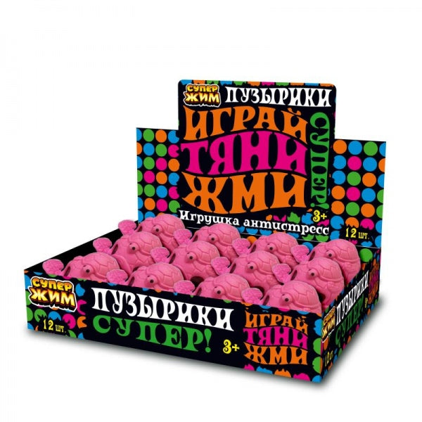 Игрушка жмяка с гидрогелевыми шариками, черепаха, светодиод Супер Жим уп-12шт в кор.12уп