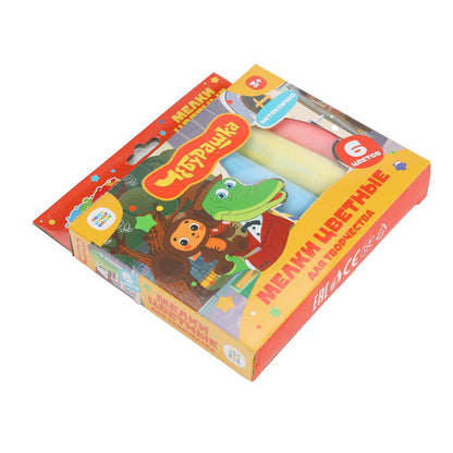 MEL6-113544-WOT Мелки асфальтовые 6 цв Чебурашка МУЛЬТИ АРТ в кор.48наб