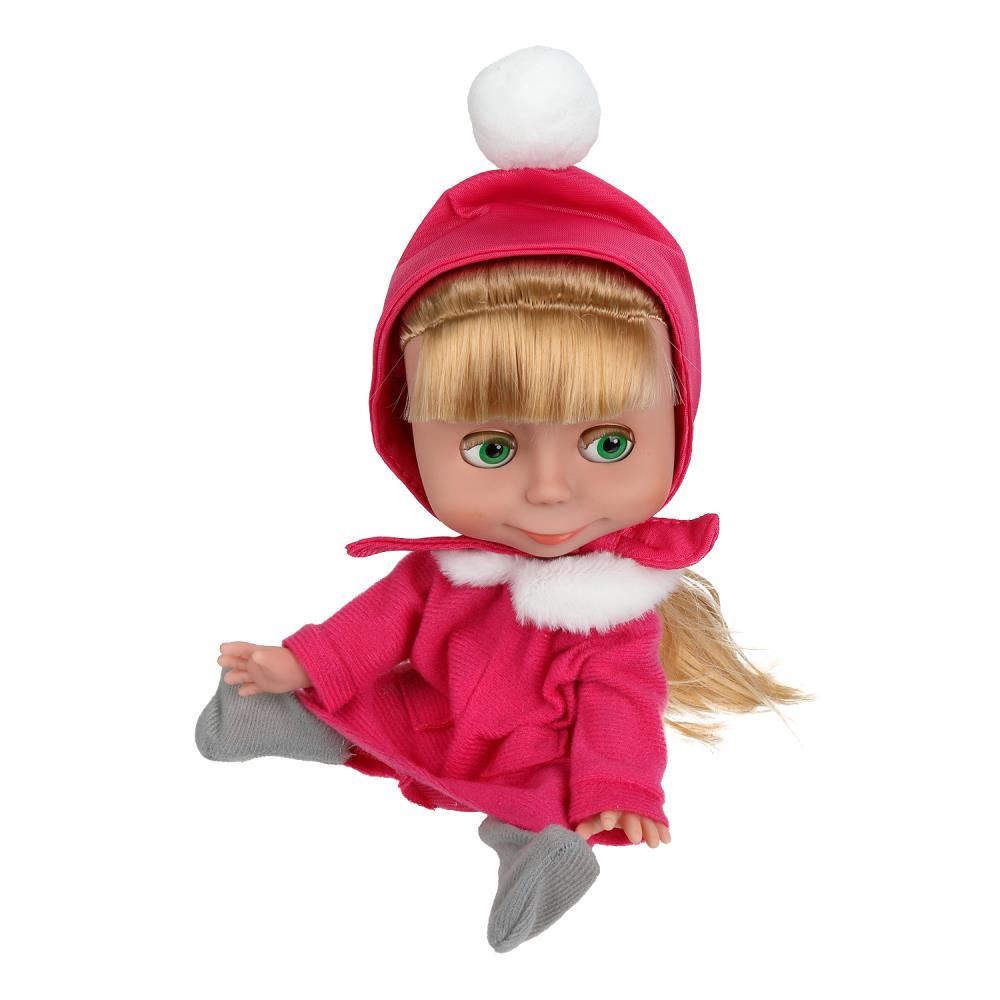 Кукла на бат озвучка Маша и Медведь маша 25 см, озвучка, зимняя одежда, кор КАРАПУЗ в кор.18шт