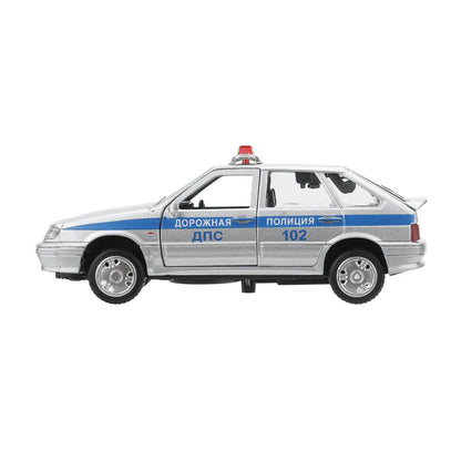 Machine en métal pour le véhicule LADA-2114 "SAMARA" ПОЛИЦИЯ 12 см, двери, багаж, кор. Parc technologique dans le cor.2*36шт