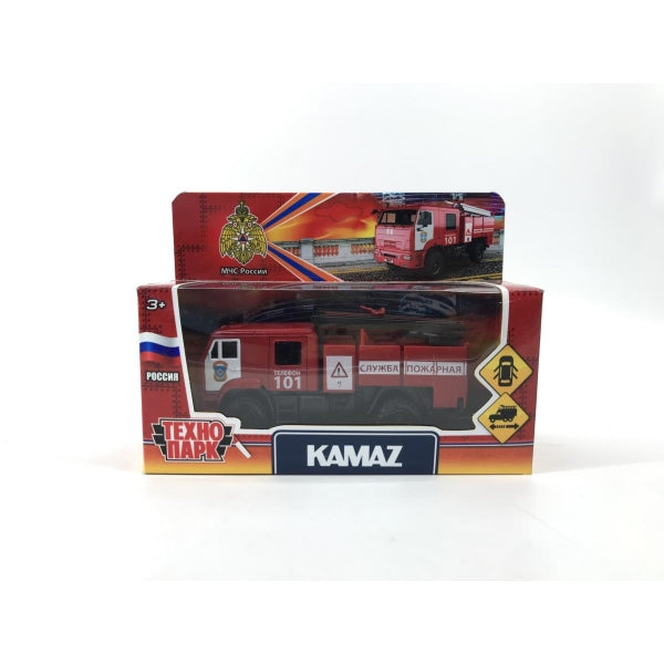 Машина металл КАМАЗ-43502 МЧС 15,5 см, двери, подв дет, инер, кор. Технопарк в кор.2*36шт