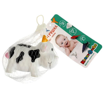 Игрушка для ванны коровка сетка, хенгтег КАПИТОШКА в кор.100шт