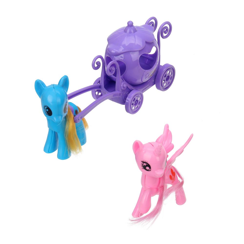 Набор пони пластиковый (6см и 6см), карета, на блистере Тутти в кор.2*72наб