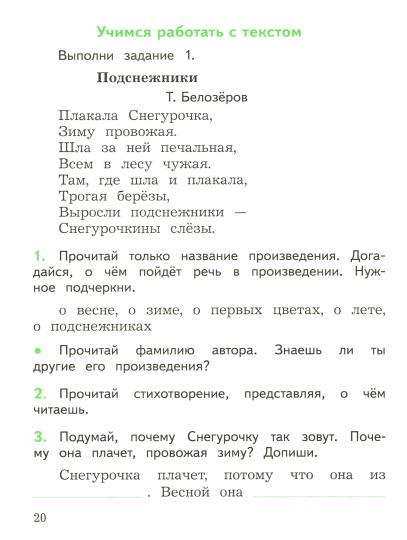 Бойкина. (ФП2019/2022) Литературное чтение. 1 кл. Смысловое чтение. / УМК "Школа России"