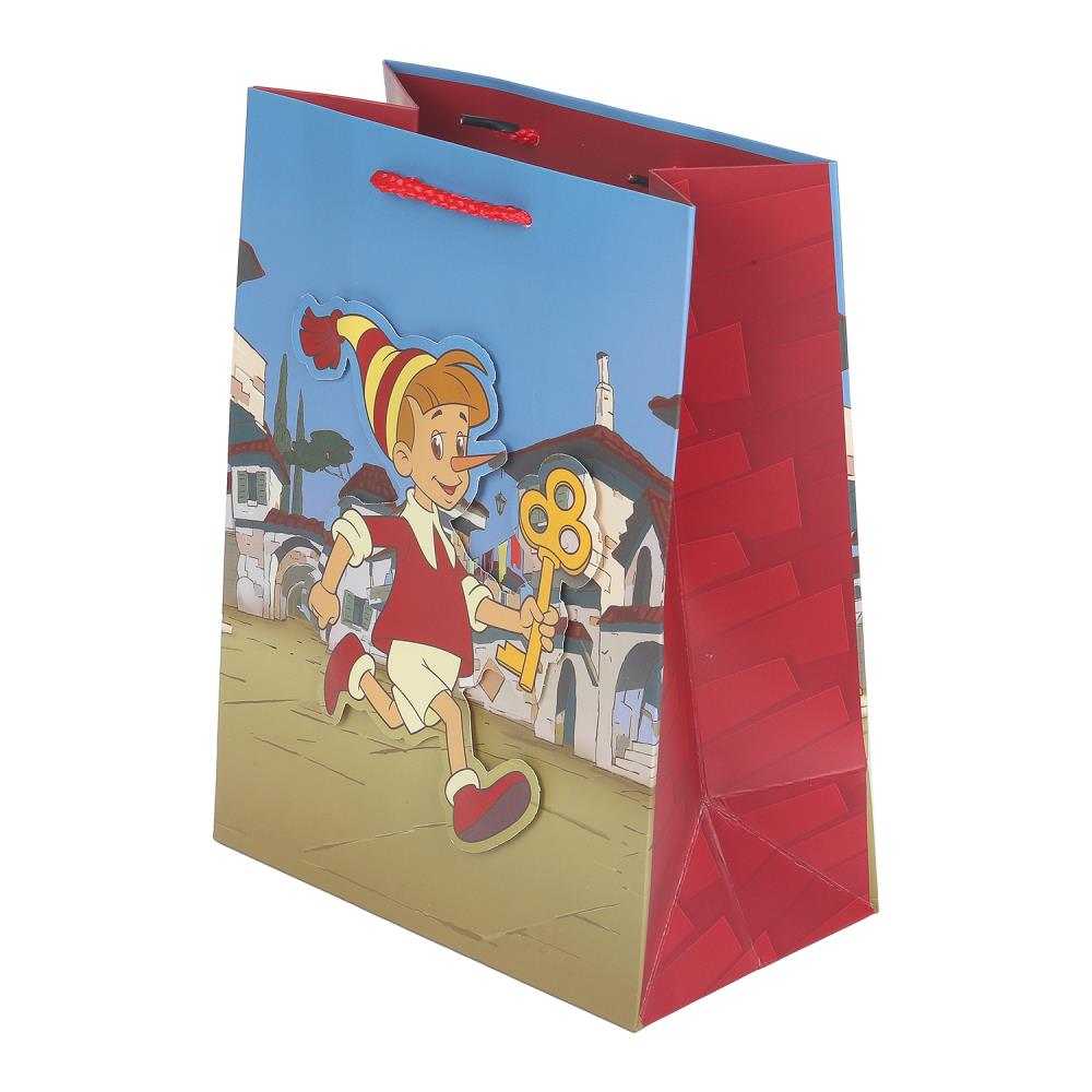 Пакет подарочный аппликация СОЮЗМУЛЬТФИЛЬМ м,буратино,190 гр/м2 ЧУДО ПРАЗДНИК в кор.12*12шт