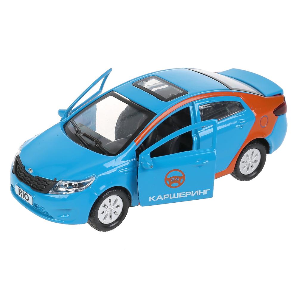 RIO-12DEL-BU 304186 Машина металл KIA RIO КАРШЕРИНГ 12 см, двери, багаж, инерц, в кор. Технопарк в к