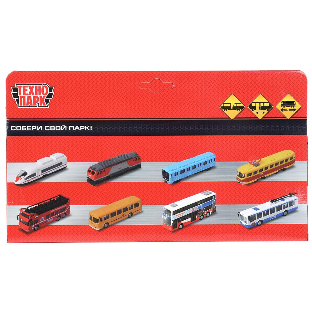 LOCOTEM18B-19-GYRD Модель металл ЛОКОМОТИВ 19 см, двери, инерц, красн, кор. Технопарк в кор.2*24шт