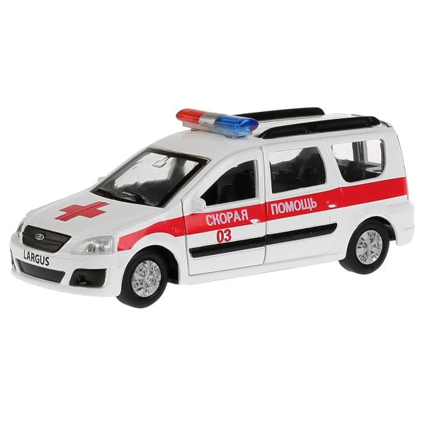 SB-16-47-A-WB 266062 Машина металл LADA LARGUS СКОРАЯ, 12 см, двери, багаж., инерц., кор. Технопарк