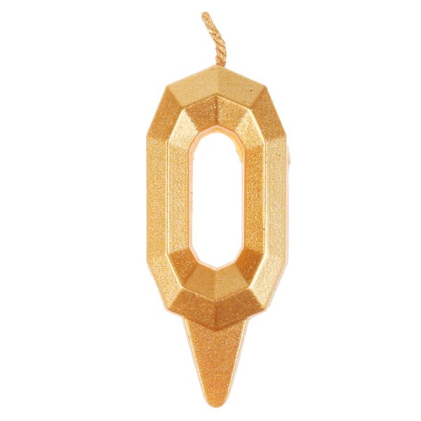 Свеча для торта, цифра "0" золото, блистер,с днем рождения ЧУДО ПРАЗДНИК в кор.48шт