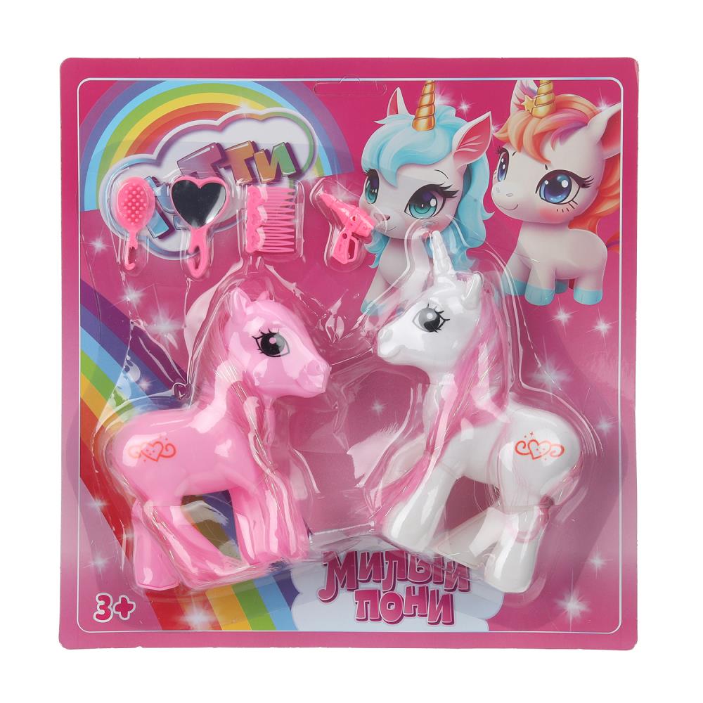 Набор пони пластиковые (6см и 6см), аксессуары 4шт, в блистере Тутти в кор.2*72наб